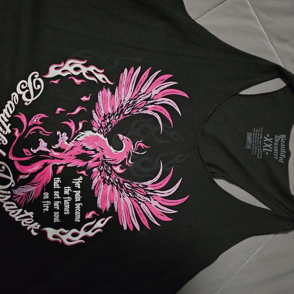 Beautiful Disaster Tank Top with Pink Phoenix Design - Picture 3 of 5